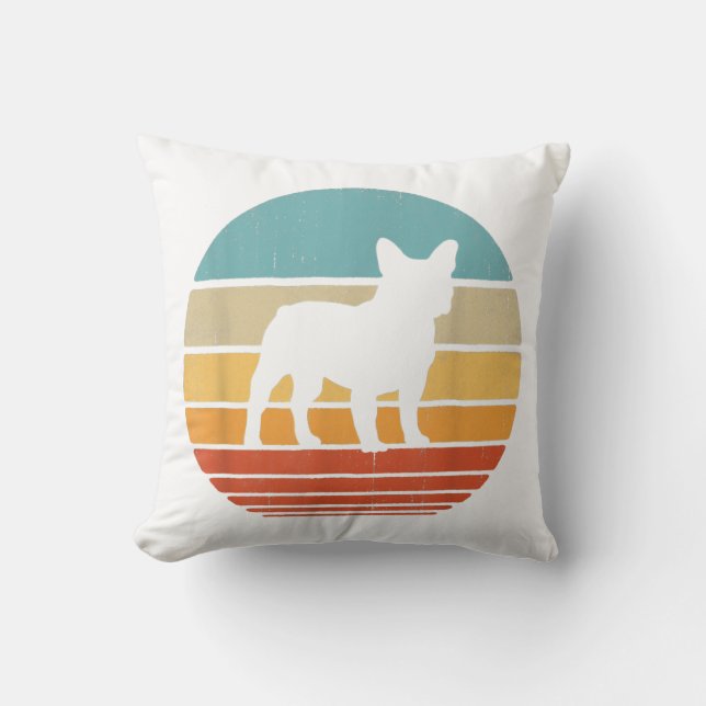 Französischer Bulldog Silhouette 60er 70er Gift Do Kissen (Vorderseite)