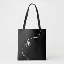 Französischer Bulldog Silhouette Tote Bag (Schwarz
