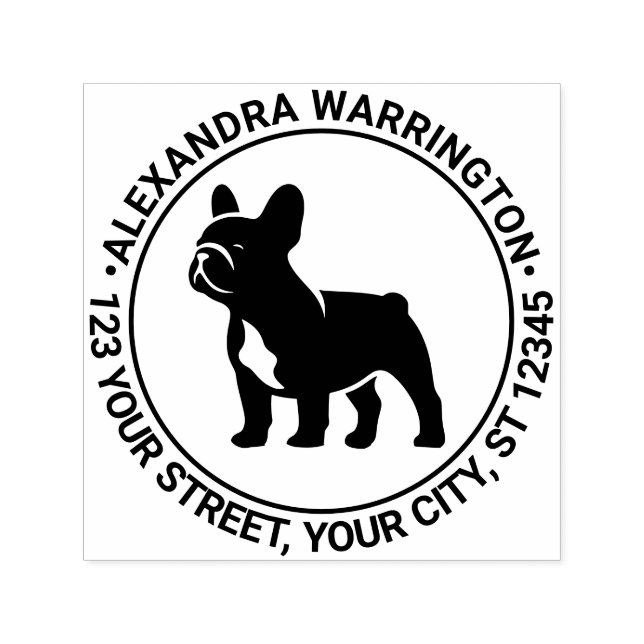 Französischer Bulldog Stehend Name Rücksendeadress Permastempel (Design)