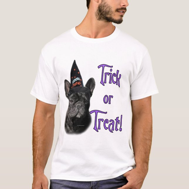 Französischer Bulldog-Trick-oder-Leckerei-T - Shir T-Shirt (Vorderseite)