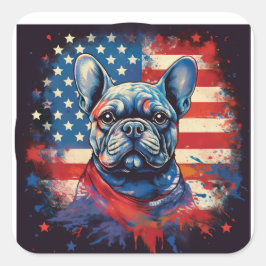 Französischer Bulldog und beängstigende amerikanis Quadratischer Aufkleber