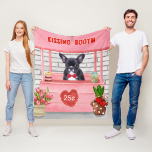 Französischer Bulldog-Valentinstag-Kissingstand Fleecedecke