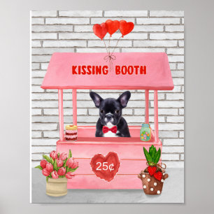 Französischer Bulldog-Valentinstag-Kissingstand Poster