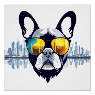 Französischer Bulldog Vector Art Animal Moderne St Poster