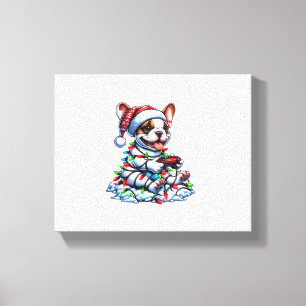 Französischer Bulldog Video Game Controller Lichts Leinwanddruck