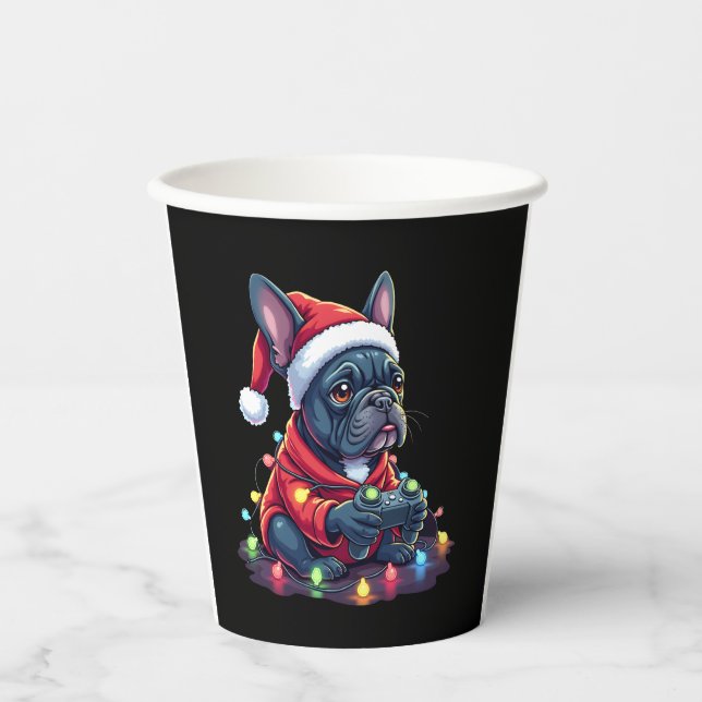 Französischer Bulldog Video Game Controller Lichts Pappbecher (Vorderseite)