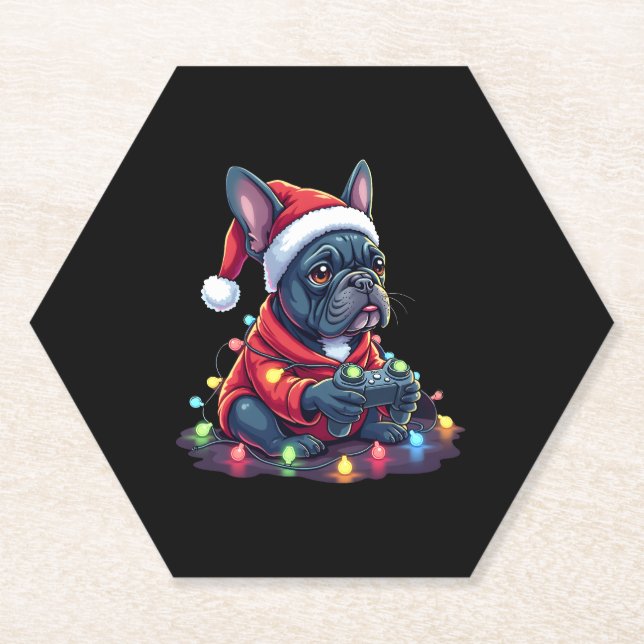 Französischer Bulldog Video Game Controller Lichts Untersetzer (Vorderseite)