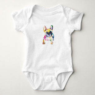 Französischer Bulldog Wasserfarben Hand Gezeichne Baby Strampler