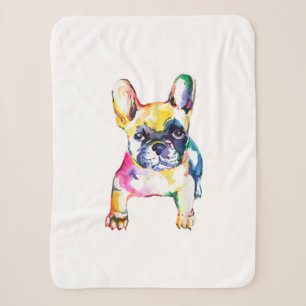 Französischer Bulldog Wasserfarben Hand Gezeichne Sherpadecke