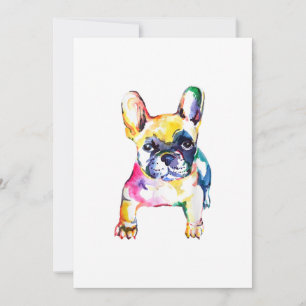 Französischer Bulldog Wasserfarben Hand Gezeichnet Ankündigung