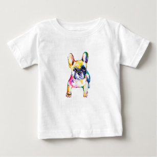 Französischer Bulldog Wasserfarben Hand Gezeichnet Baby T-shirt