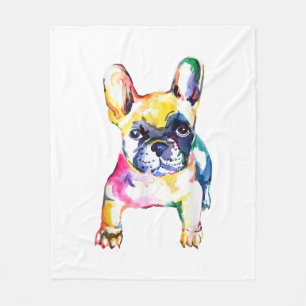 Französischer Bulldog Wasserfarben Hand Gezeichnet Fleecedecke