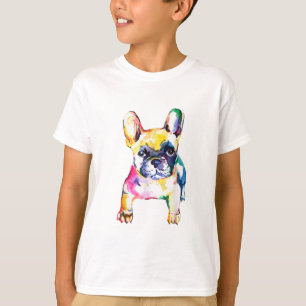Französischer Bulldog Wasserfarben Hand Gezeichnet T-Shirt