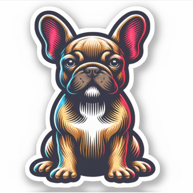 Französischer Bulldog Waterproof Hund Sticker (Vorderseite)