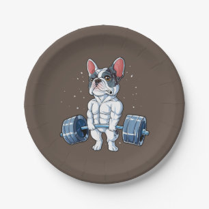 Französischer Bulldog Weightlift Funny Deadlift G Pappteller