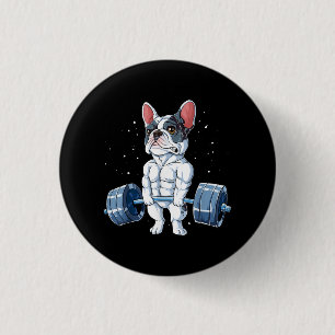Französischer Bulldog Weightlift Funny Deadlift Gy Button