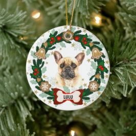 Französischer Bulldog Weihnachten Niedlicher Hund  Keramik Ornament