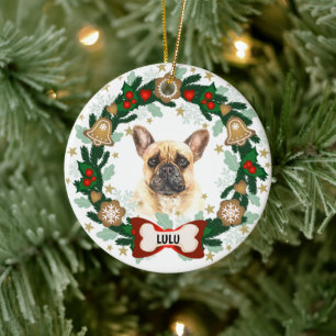 Französischer Bulldog Weihnachten Niedlicher Hund  Keramik Ornament