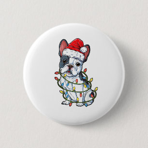 Französischer Bulldog Weihnachtsbaum Lichter Xmas Button