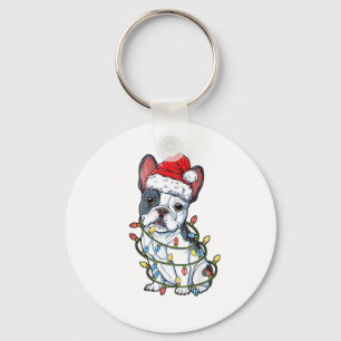 Französischer Bulldog Weihnachtsbaum Lichter Xmas  Schlüsselanhänger