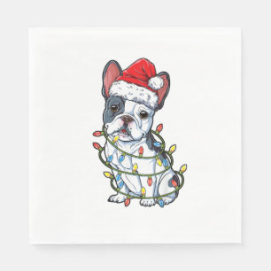 Französischer Bulldog Weihnachtsbaum Lichter Xmas Serviette