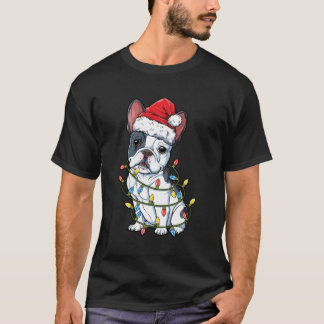 Französischer Bulldog Weihnachtsbaum Lichter Xmas  T-Shirt