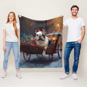 Französischer Bulldog Weihnachtsfeiertag Fleecedecke