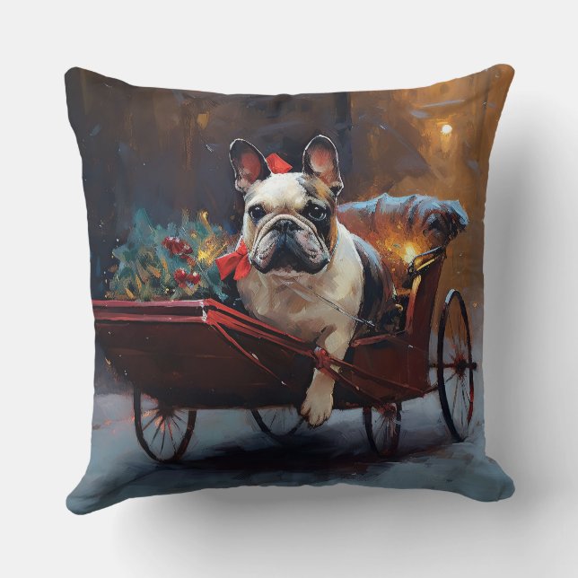 Französischer Bulldog Weihnachtsfeiertag Kissen (Rückseite)