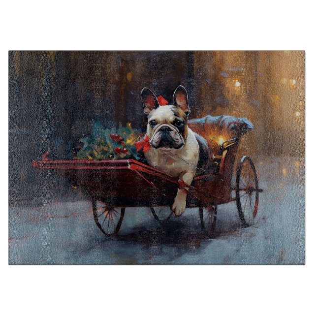 Französischer Bulldog Weihnachtsfeiertag Schneidebrett (Vorderseite)