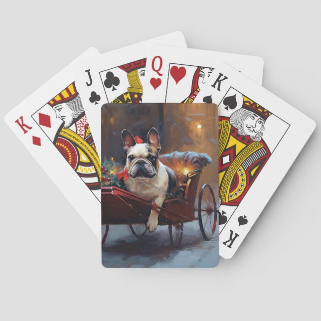 Französischer Bulldog Weihnachtsfeiertag Spielkarten (Rückseite)