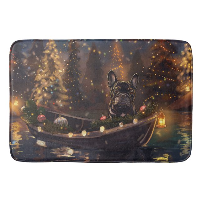 Französischer Bulldog Weihnachtsfest Reise Badematte (Vorderseite)