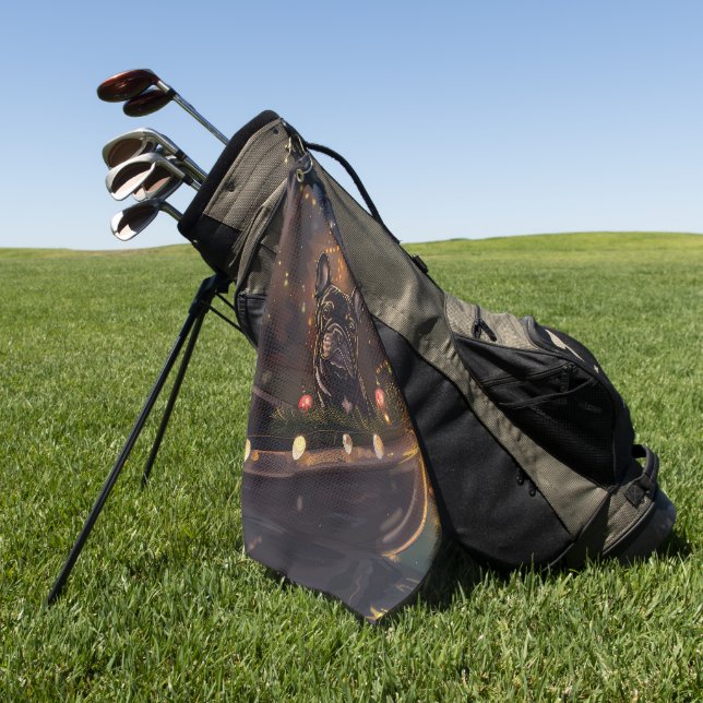 Französischer Bulldog Weihnachtsfest Reise Golfhandtuch (Gras)