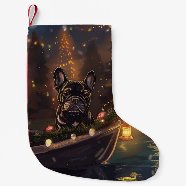 Französischer Bulldog Weihnachtsfest Reise Kleiner Weihnachtsstrumpf (Vorderseite)