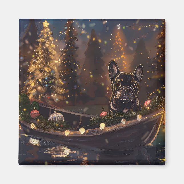 Französischer Bulldog Weihnachtsfest Reise Magnet (Vorne)