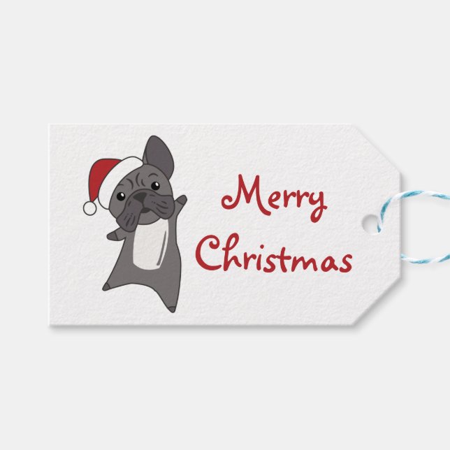 Französischer Bulldog Weihnachtsschnee Winter Tier Geschenkanhänger (Vorderseite (Horizontal))