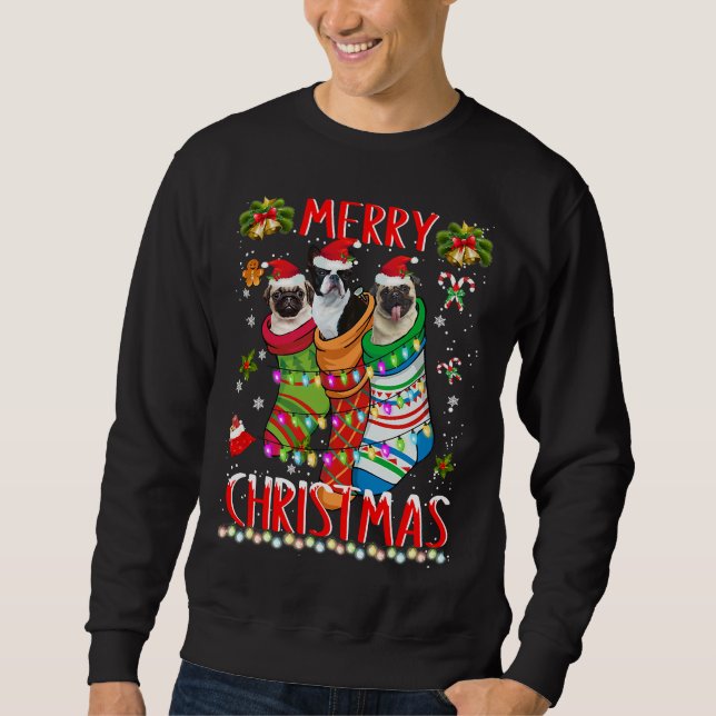 Französischer Bulldog Weihnachtssocken Sweatshirt (Vorderseite)