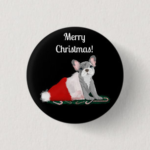 Französischer Bulldog-Welpe in Santa's Hat-Schlüss Button