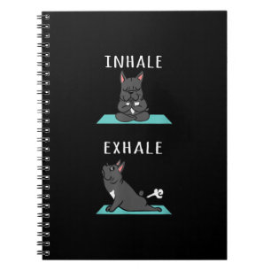 Französischer Bulldog Yoga Inhale Exhale Funny Dog Notizblock