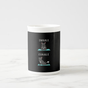 Französischer Bulldog Yoga Inhale Exhale Funny Dog Prozellantasse