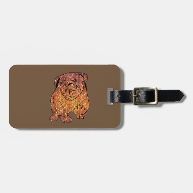 Französischer Bulldog , Zeichnend Hund für kundens Gepäckanhänger (Vorderseite horizontal)