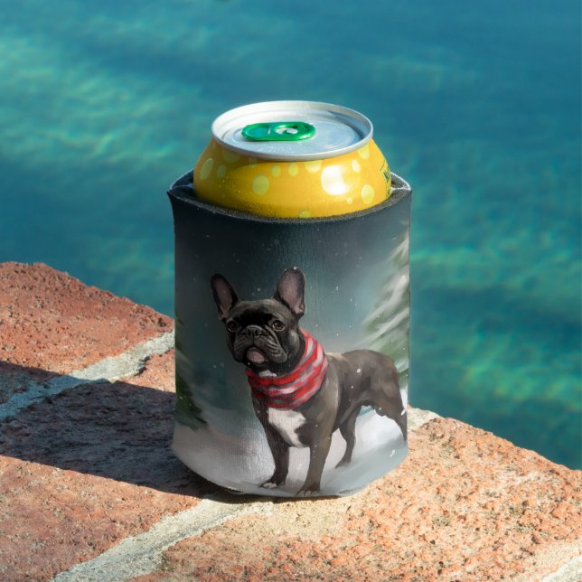 Französischer Bulldog zu Weihnachten im Schnee Dosenkühler (In Situ Pool)