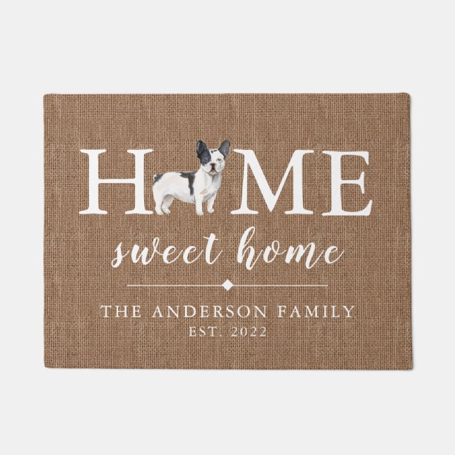 Französischer Bulldog Zuhause Sweet HomeDoormat Fußmatte (Vorderseite)