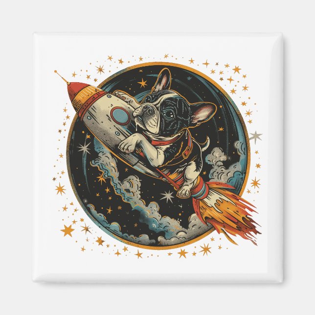 Französischer Bulldogge-Astronaut Magnet (Vorne)