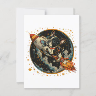 Französischer Bulldogge-Astronaut Postkarte