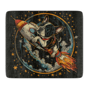 Französischer Bulldogge-Astronaut Schneidebrett
