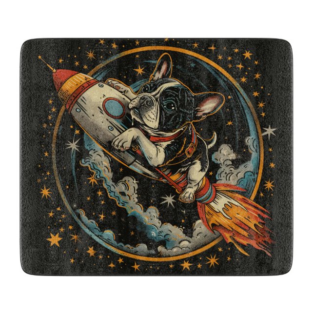 Französischer Bulldogge-Astronaut Schneidebrett (Vorderseite)