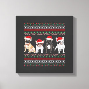Französischer Bulldogge hässlicher Weihnachtspullo Leinwanddruck