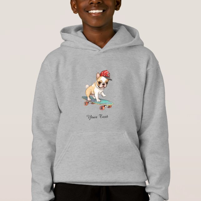 Französischer Bulldogge Kinder Pullover Hoodie (Vorderseite)