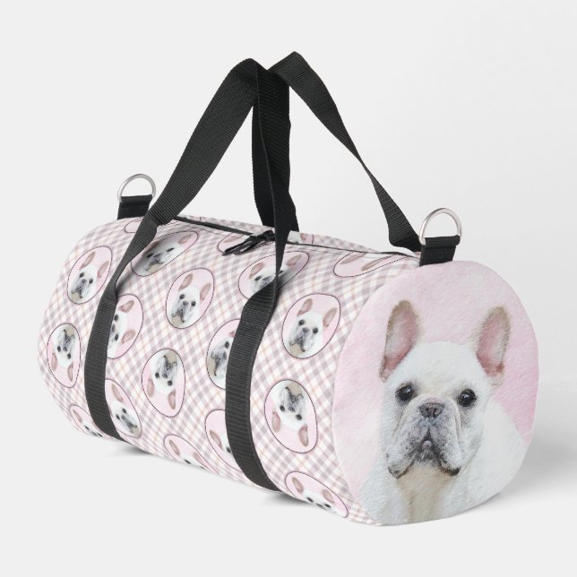 Französischer Bulldogge Malerei Weißes Cream Pet H Duffle Bag (Linke Seite)