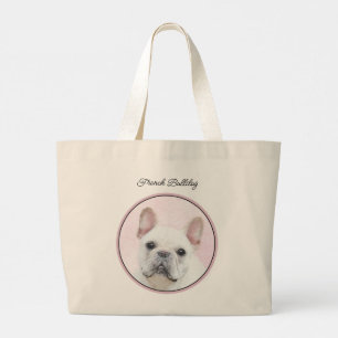 Französischer Bulldogge Malerei Weißes Cream Pet H Jumbo Stoffbeutel